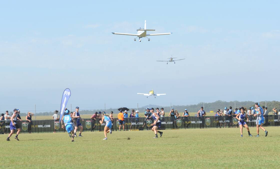 Now what: The sight of three planes trying to land at Tuffins Lane during the State Cup could be a thing of the past. Photo: Ivan Sajko