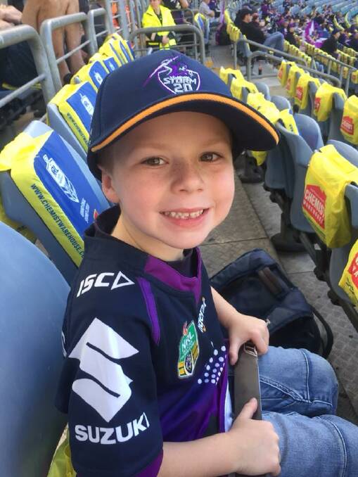 Not to be: Bailey Ackroyd at ANZ Stadium on Sunday before the Melbourne Storm were beaten 21-6 in the grand final. Photo: supplied
