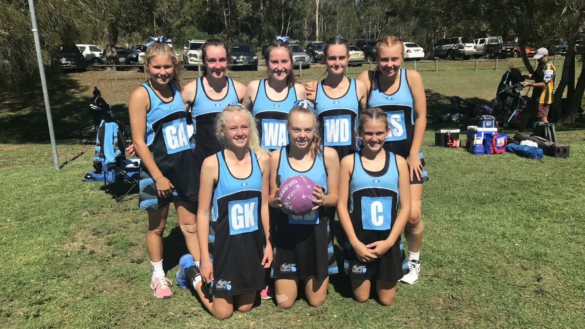 Isla Smith (Vice captain) Megan Griffin, Laicy Costigan (Captain). Back LR Amahli Kennedy, Fleur Sherlock, Millie Davies, Piper Facer and Jacinta Mooney. Absent Gemma Lawrence and Cassidy Pieren.