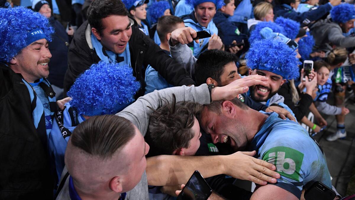 Never in doubt: Boyd Cordner laps up the euphoria of a State of Origin series win on Sunday. Photo: AAP/Dan Himbrechts