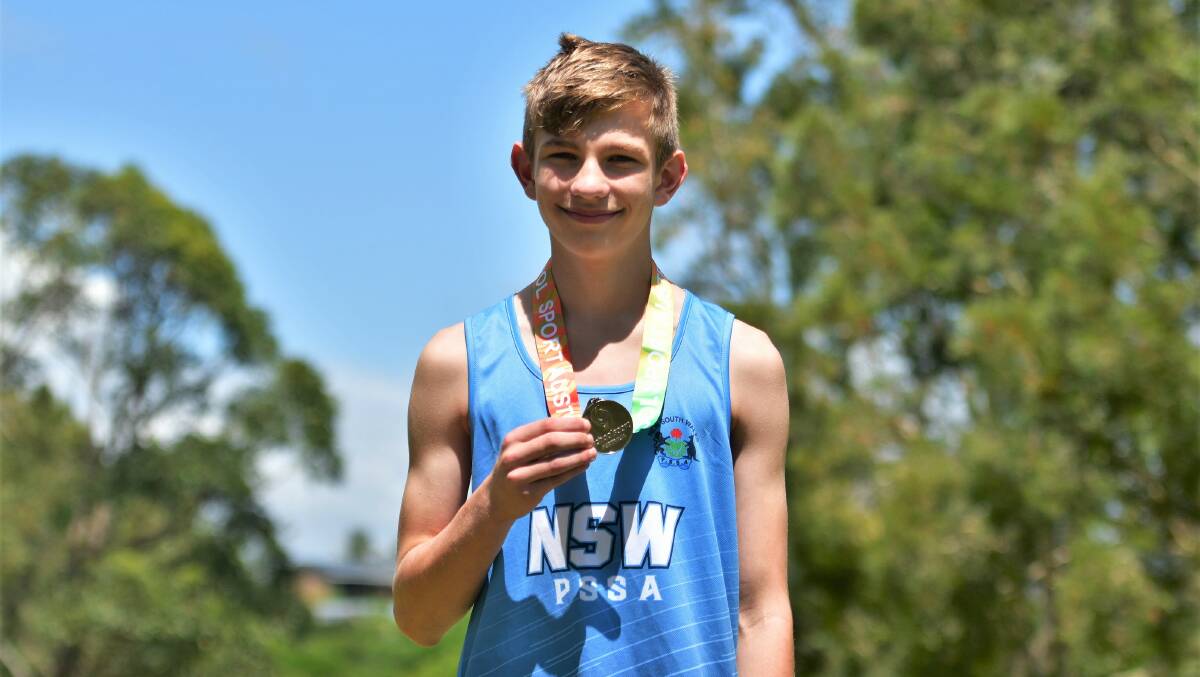 Ollie Zavone with his state silver medal. Picture by Paul Jobber
