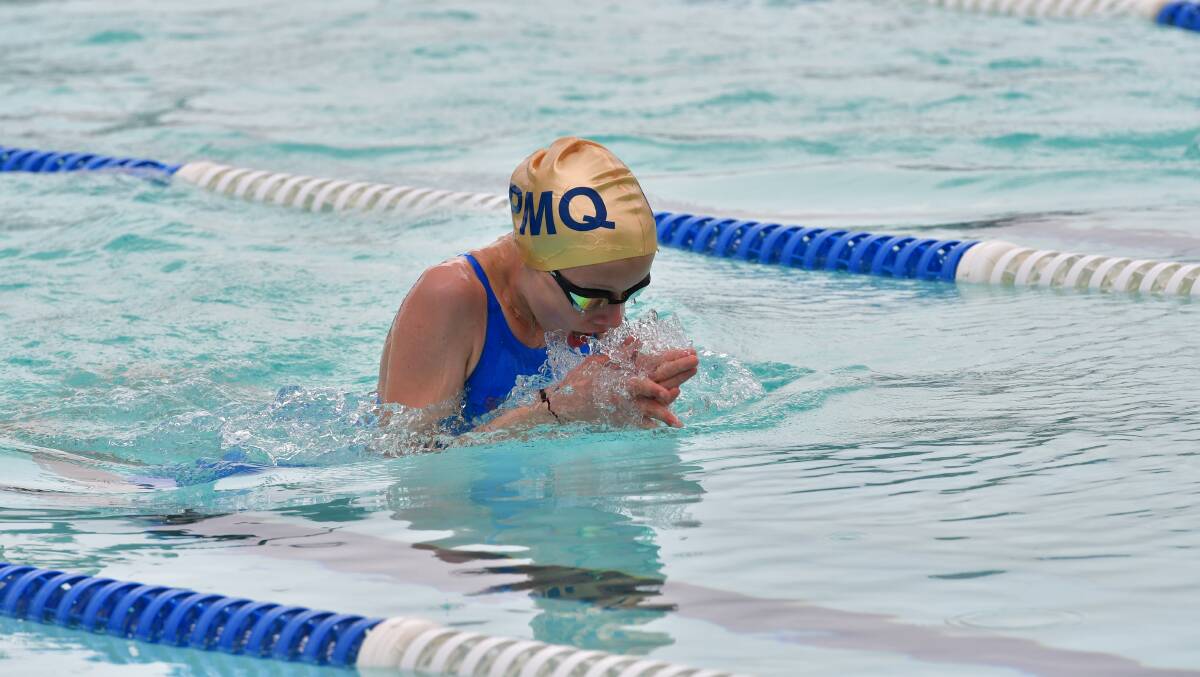 Strong result: Maeve Kinchington in action during the heats of the 100-metre breaststroke on Saturday.
