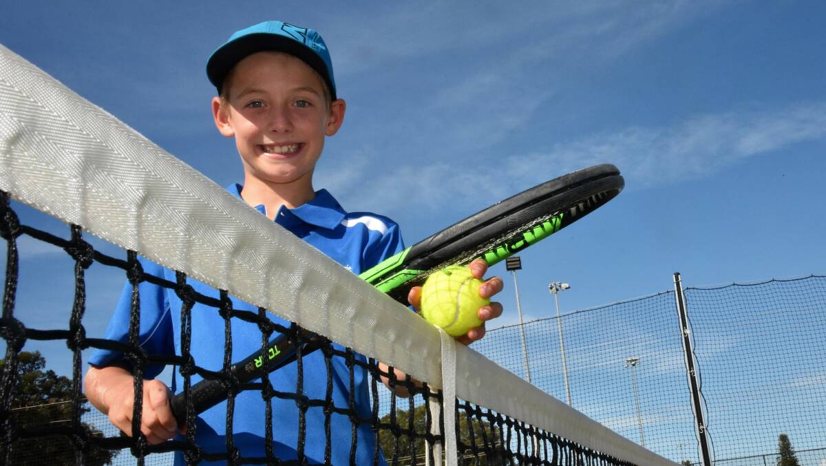 One from one: Noah Pociask won his first junior tennis title at Coffs Harbour on Sunday. Photo: Paul Jobber