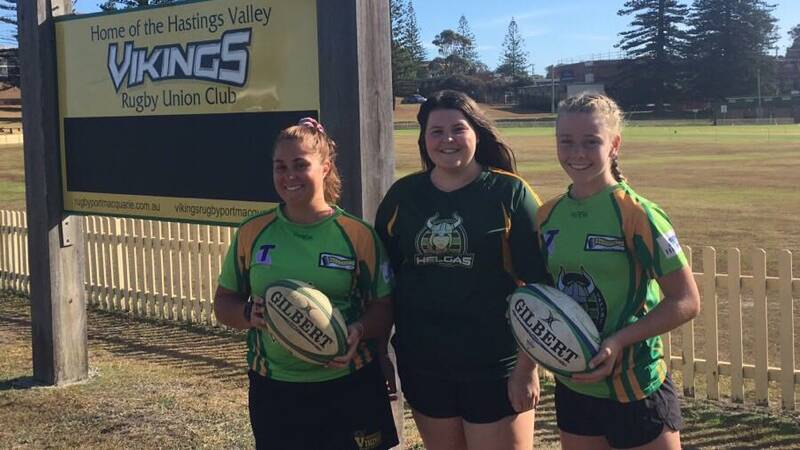 Come join us: Brooke Bailey, Monique Love and Tia Elford will all compete for Hastings Valley in the women's rugby competitions this season. Photo: Supplied