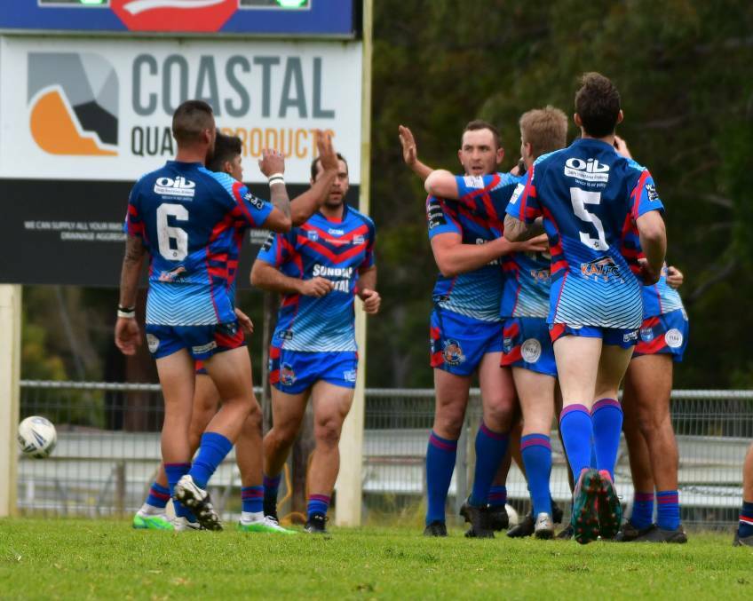 Winning feeling: Wauchope Blues made it seven wins from eight starts with a 24-8 win over Port Macquarie on Sunday.