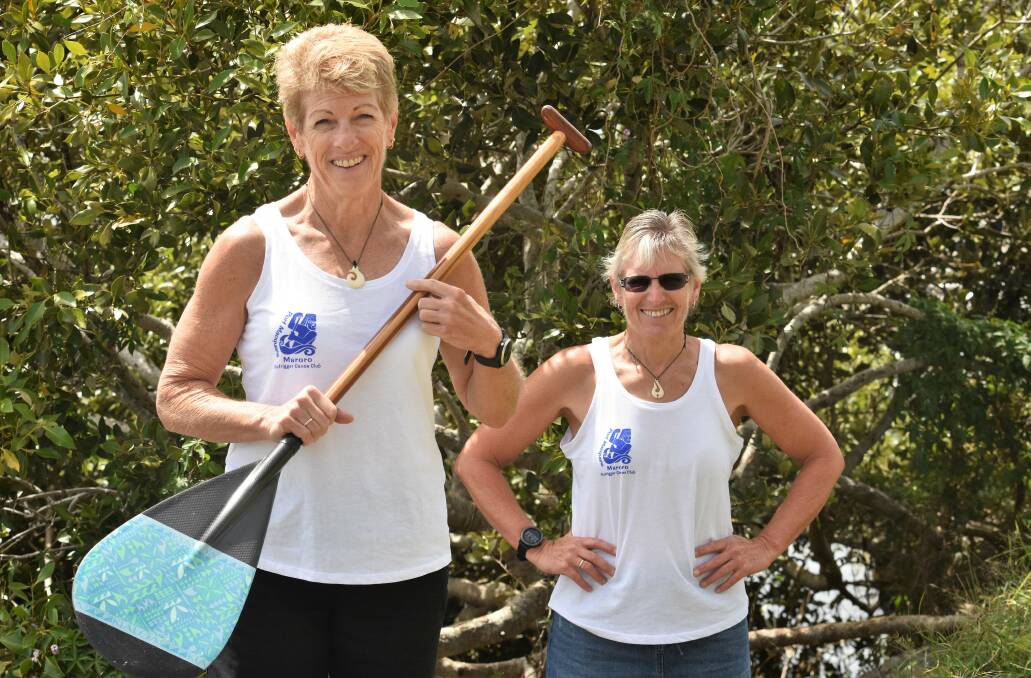 Flying the flag: Karen Newman and Lyn Lovering will join paddlers from around the country at the national titles in Port Macquarie this weekend. Photo: Paul Jobber