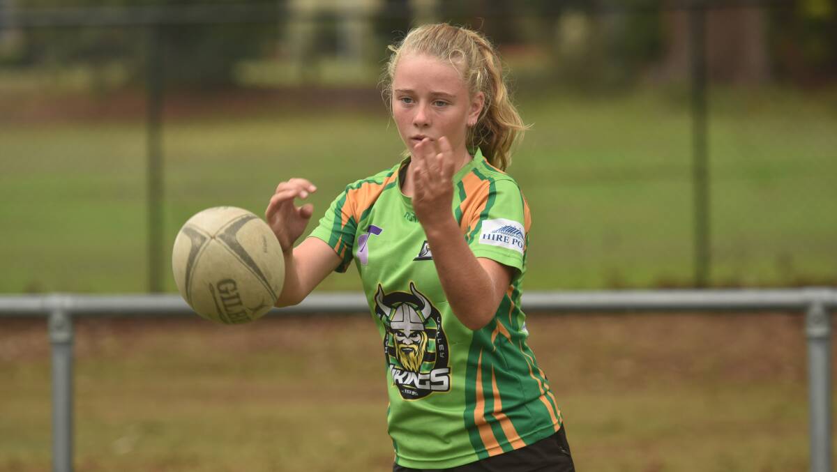 New start: Junior players, like Hastings Valley Viking Tia Elford will have the opportunity to play for Port Macquarie Junior Rugby Union Club in the under-14 or under-16 girls' division this year.