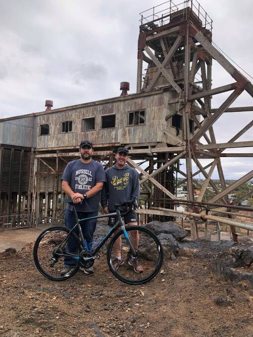 On their way: Broken Hill miners Aaron Darley and David Shoobridge are headed to Ironman Australia. Photo: supplied
