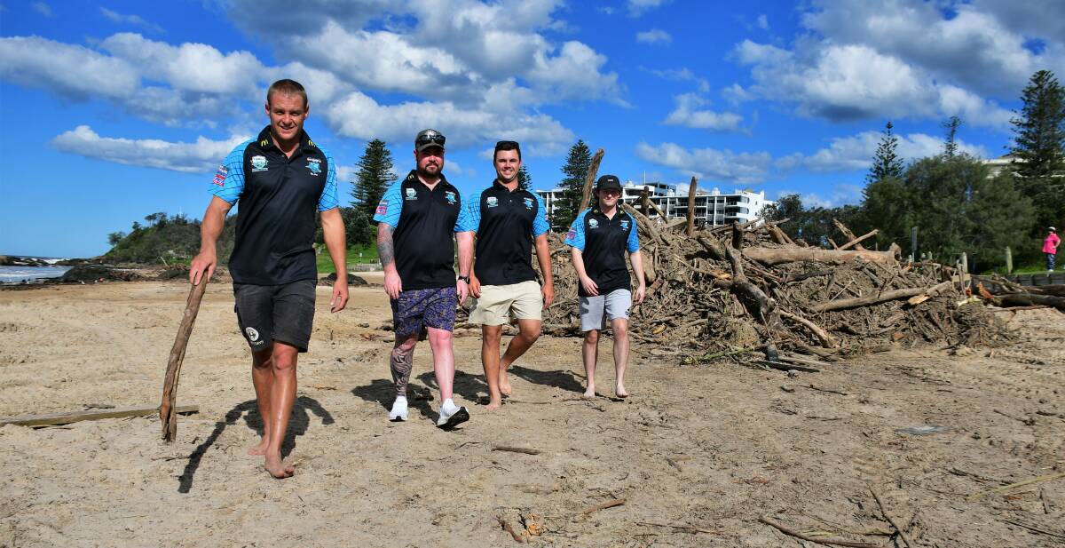 Clean-up starts now: Port Macquarie Sharks' James Kelly, Zac Newcombe, Jack Williams and Jonty Ellis.