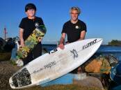 Rhys Evans (skateboarding) and Kayle Enfield (surfing) are two Port Macquarie competitors who will vie for strong results at this weekend's Ride the Wave festival. Photo: Paul Jobber