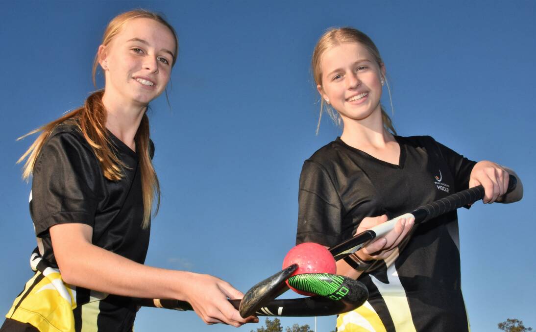 Aiming high: Evie Wignall and Zara Ferguson will head to Wagga Wagga with Port Macquarie's under-15 rep hockey side this weekend.