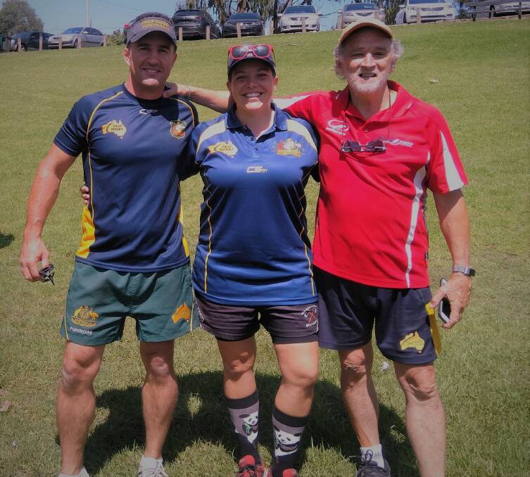 Good experience: Dave Kearsey, Lisa Vogel and Doug Piper at the Australian deaf rugby championships. Photo: supplied