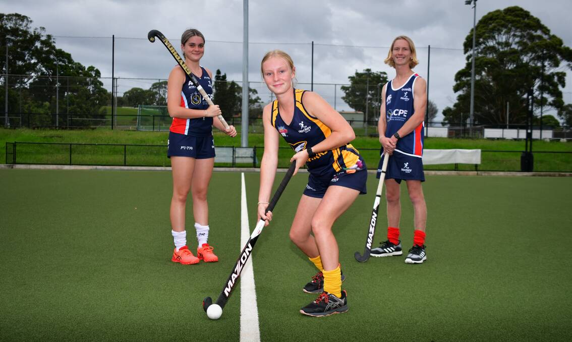 Next level: Maddi Drewitt, Emersyn Smith and Bayden Smith have been selected in NSW state hockey sides.
