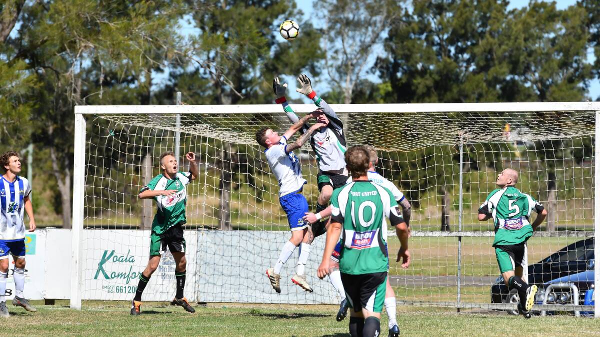 Back on deck: Cameron Higham makes a save during last season's CPL southern conference grand final in Kempsey.