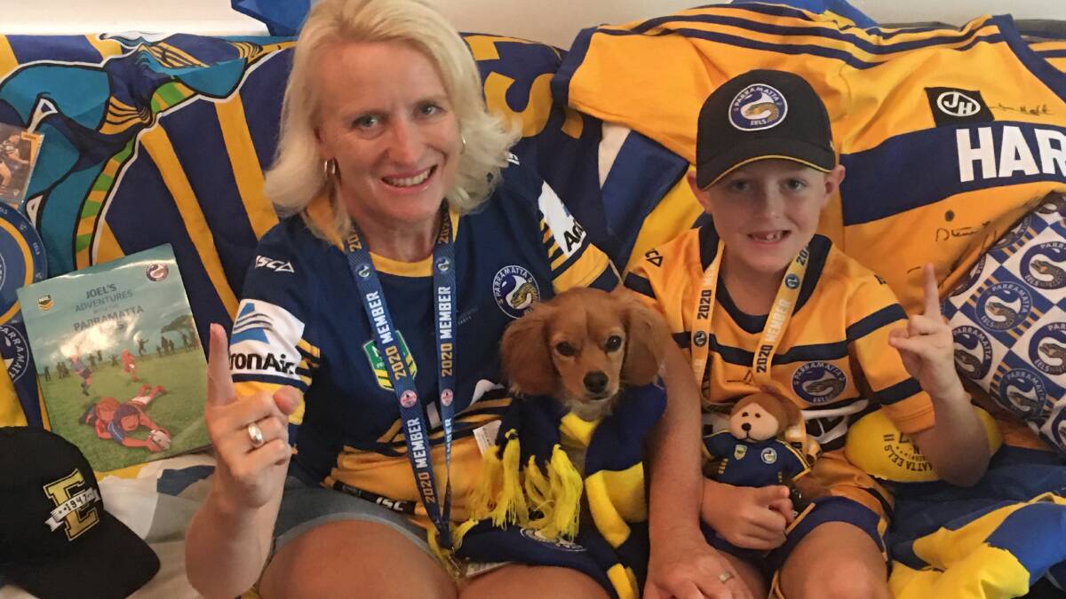 Devoted: Karmen Marchment and son Joel are claiming Parramatta's 2020 premiership. Photo: supplied