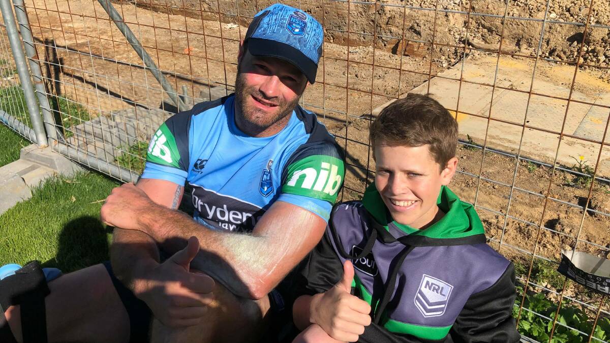 Thumbs up: NSW Blues captain Boyd Cordner with Jesse Fisher. 