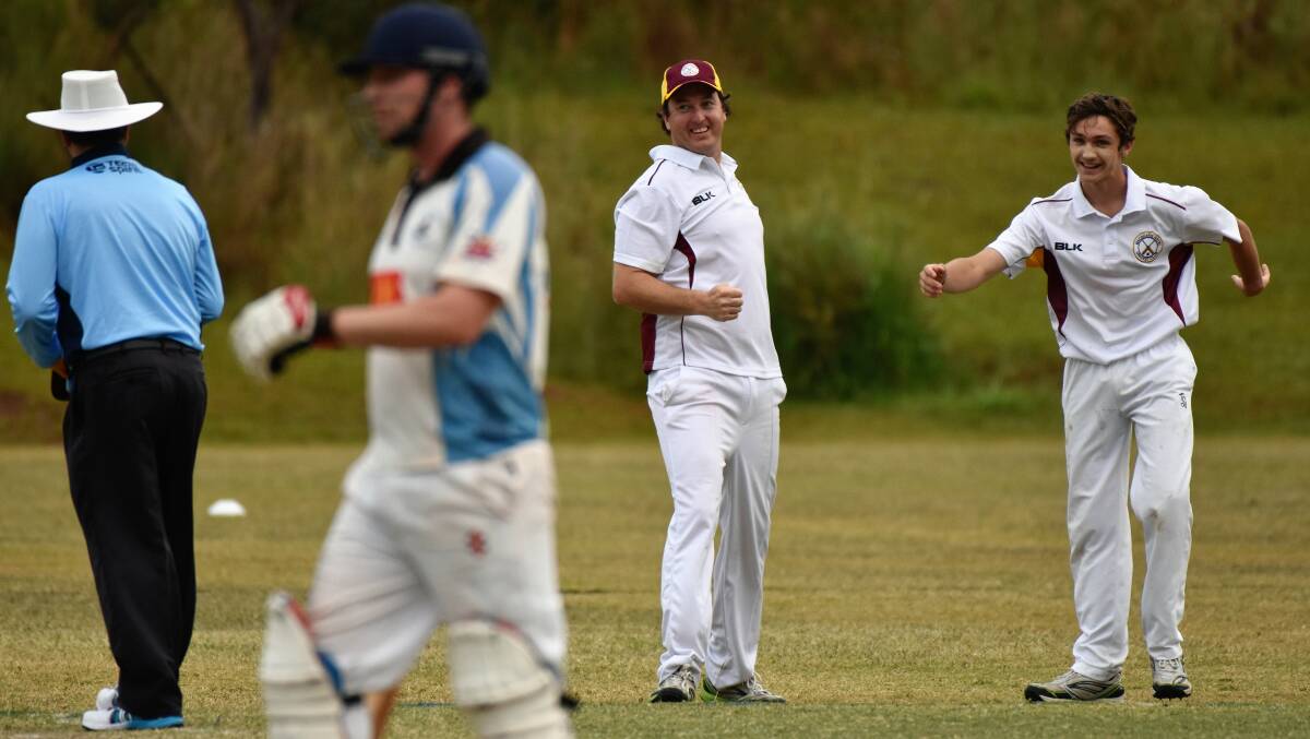 Breakthrough: Macquarie Hotel celebrate an early wicket on Saturday, but it wasn't enough as they went down by three wickets.