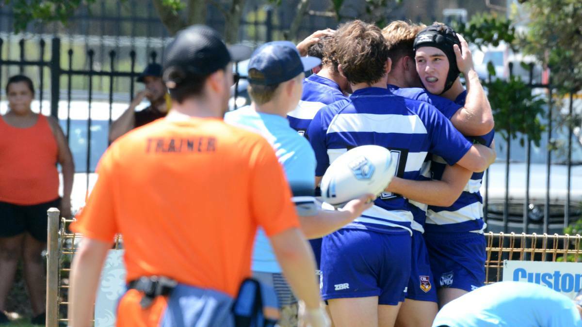 On again: North Coast Bulldogs celebrate a try in their 2021 match against Central Coast. Photo: Scott Calvin