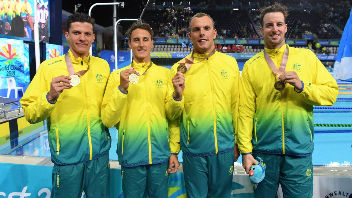 Winners: James Magnussen (far right) at the Gold Coast 2018 Commonwealth Games. Photo: supplied
