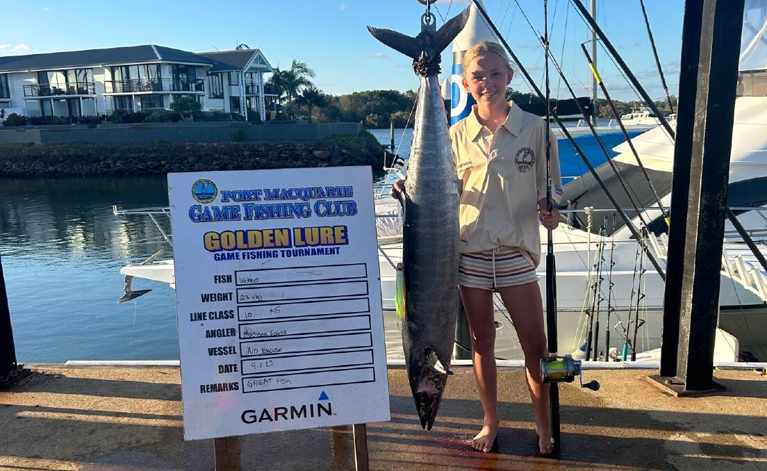 Madison Fairlie with her wahoo. Picture supplied by Port Macquarie Game Fishing Club