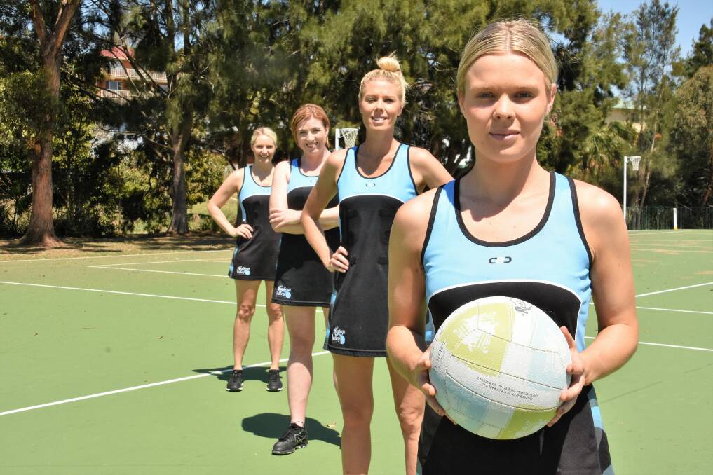 Off to state: Britnee Rudd, Kaylie Davis, Shannon Noble and Kellie Hodgson will head to Sydney for the state netball titles this weekend. Photo: Paul Jobber