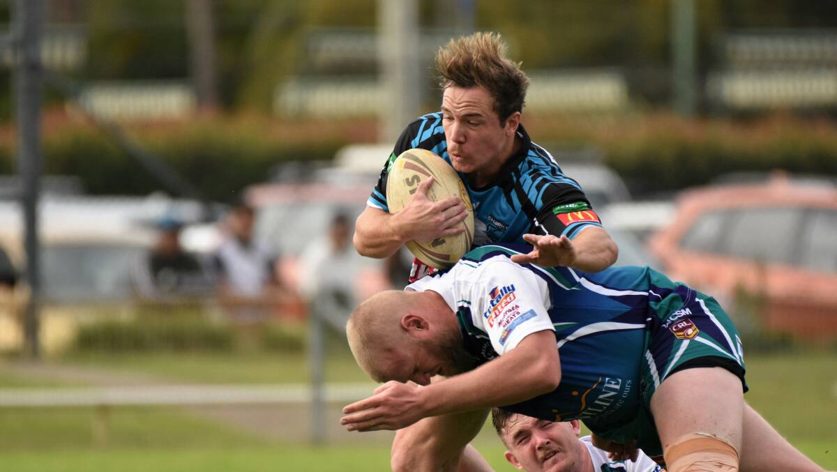 Best foot forward: Mitch Wilbow (pictured playing for Port Sharks) was Group 3's best in their 28-all draw with Group 2 at Macksville on Saturday.