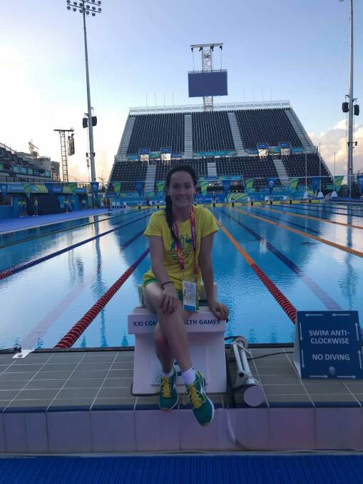 Paige Leonhardt on the blocks where she won a Commonwealth Games silver medal. Photo: Supplied