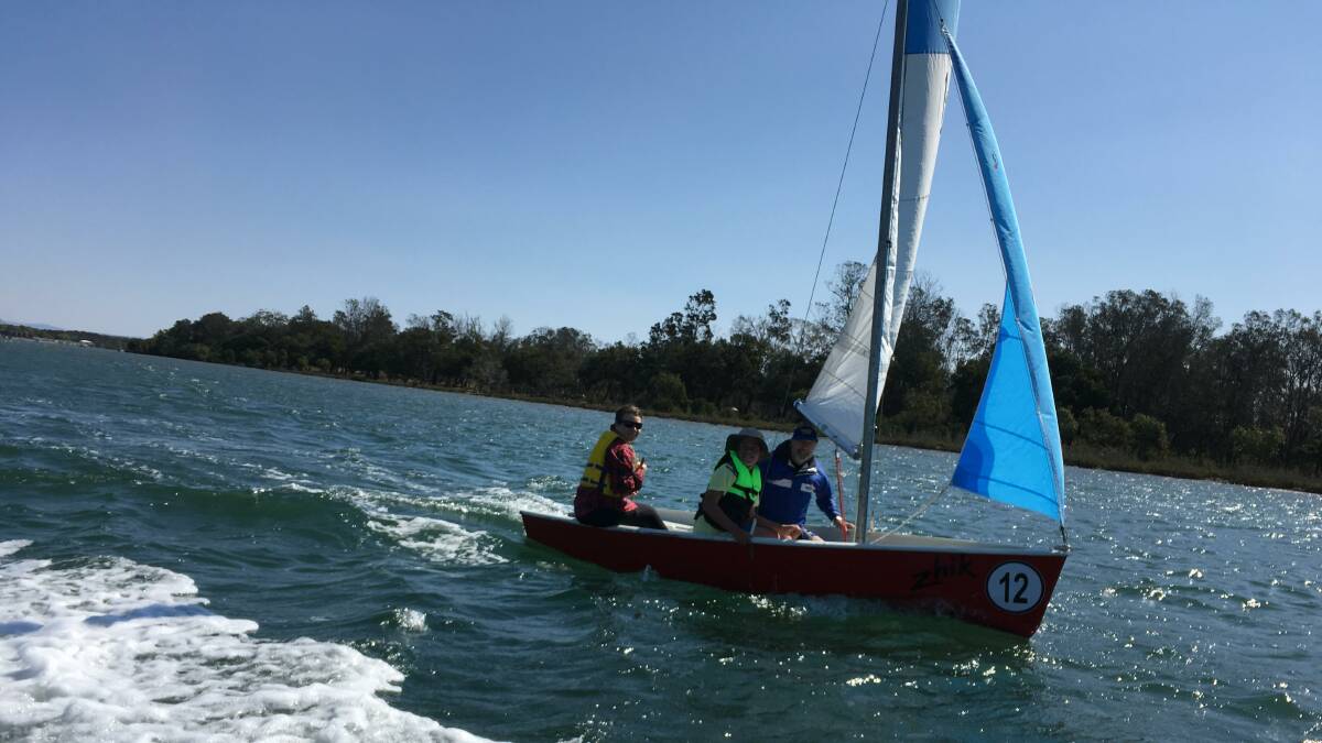 Out in the open: Britannia with Caitlyn Hicks, Jaiden Bourke and Jeff Walsh on board. Photo: supplied