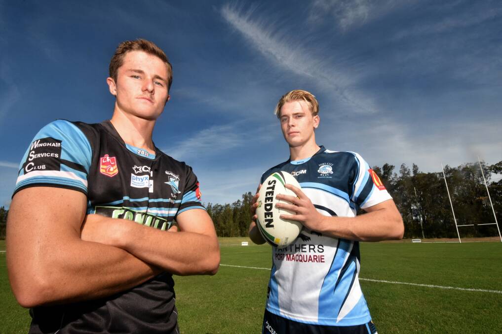 Footy's back: Under-18 young guns Josh Dwyer and Tyler Hyde will have roles to play when the Port Sharks tackle Port City on Sunday. Photo: Paul Jobber