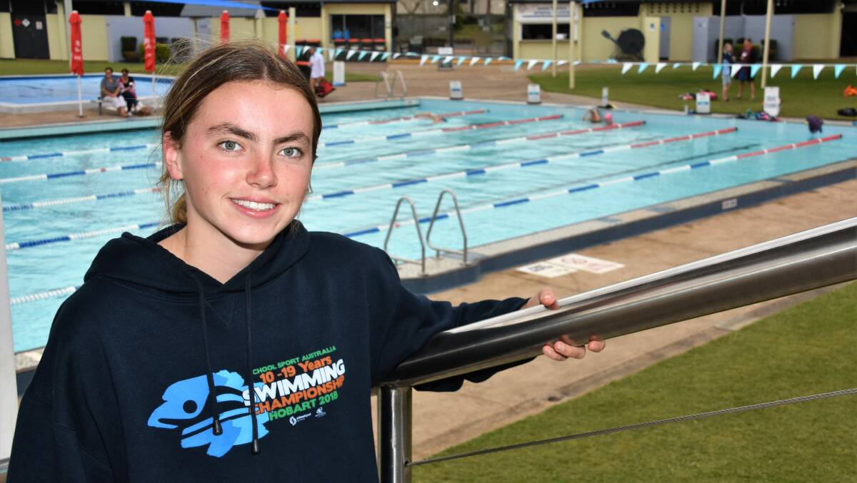 Starting point: Mathilda King was happy with her first swim of the season at Port Macquarie Swimming Club's carnival last Saturday. Photo: Paul Jobber