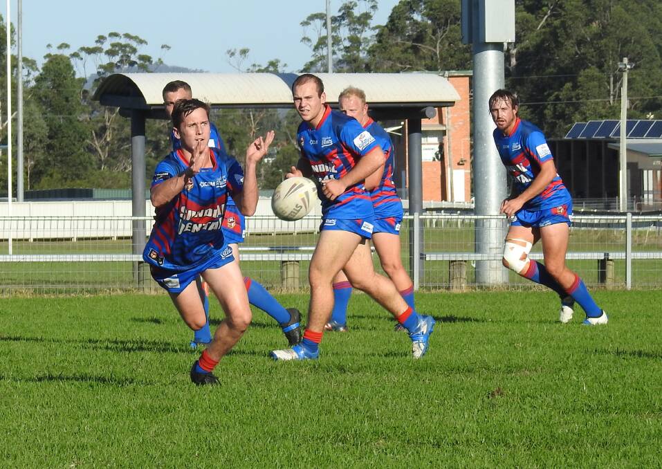 Give it air: Ollie Pascoe delivers a pass for Wauchope Blues on Sunday.