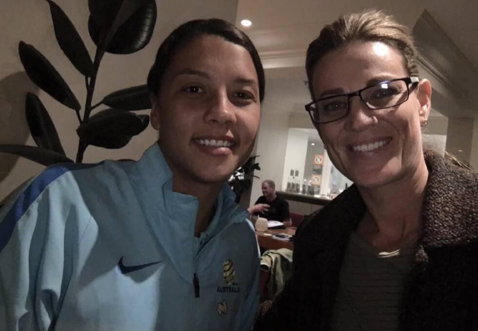 Mixing with the stars: Tracie McGovern (right) with Matildas striker Sam Kerr. Photo: supplied
