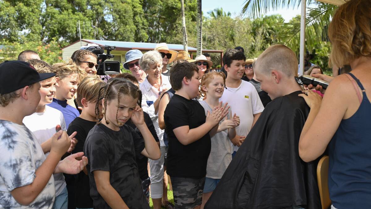 Good cause: James Cockshutt has his head shaved at the Tour de Cure fundraiser at Stoney Aqua Park on March 14. Photo: supplied