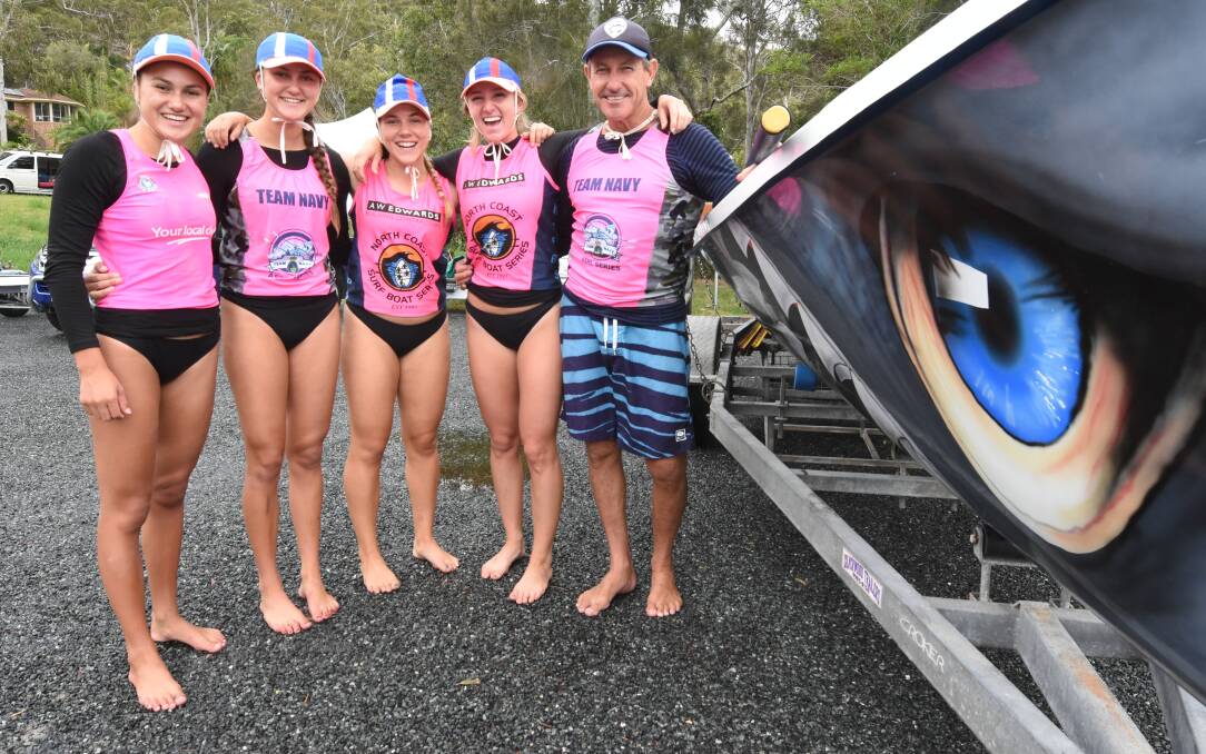 Stepping up: Grace and Lucy Monaghan, Jesse Willis and Emma Eggins with sweep Steve Monaghan. Photo: Scott Calvin