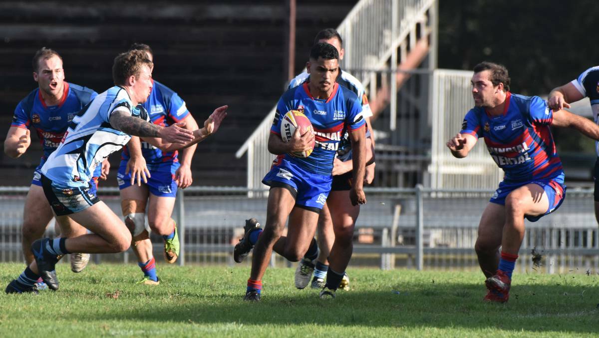 Fresh air: Wauchope Blues halfback Tristan Scott finds a gap in the line during the 2019 Group 3 season.
