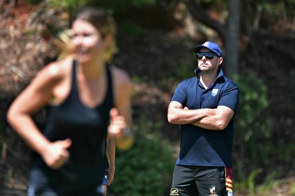 Watchful eye: Northern Eagles mixed open coach David Stone watches over their final training session on March 7 before their NTL campaign starts in Coffs Harbour. Photo: Paul Jobber