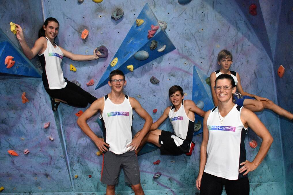 High hopes: Tamika Cordell and Tim, Sam, Ginette and Josh Kobelke have returned from top three finishes at the state rock climbing titles. Photo: Paul Jobber