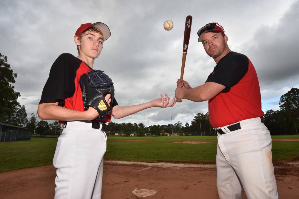 Stars: Lachlan Barnes and David Boyton ahead of this weekend's NSW Country Baseball Championships in Sydney. Photo: Ivan Sajko