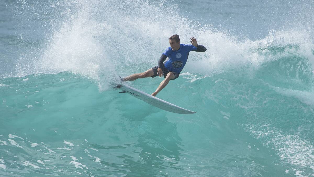 Back into it: Matt Banting made the semi-finals of the Great Lakes Pro after 14 months off the surf circuit. Photo: Surfing NSW