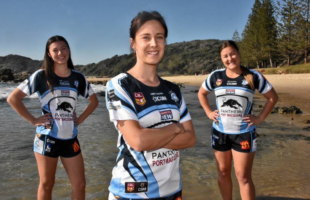 One to go: Georgia Marino, Brittany Mackay and Jazzy Wilbow will be key players for Port City in their Group 3 ladies league tag grand final on Sunday. Photo: Paul Jobber