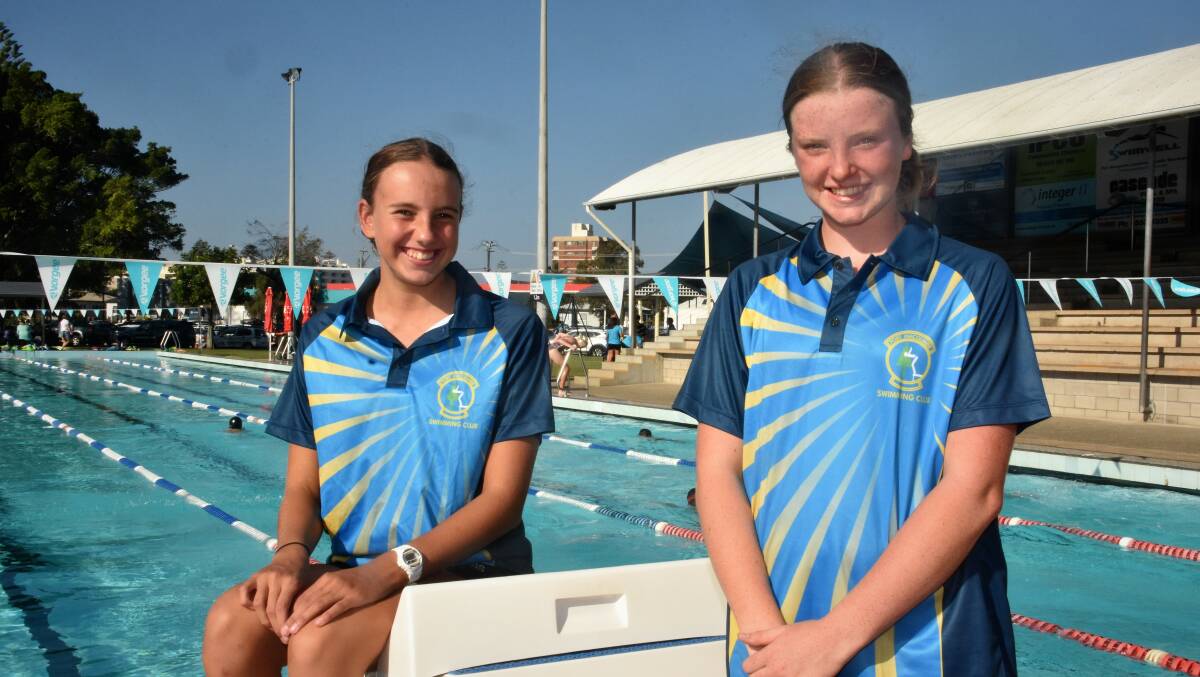 Times required: Port Macquarie Swimming Club duo Sarah Kendall and Hayley Kable will head to the state open age championships in Sydney this weekend. Photo: Paul Jobber