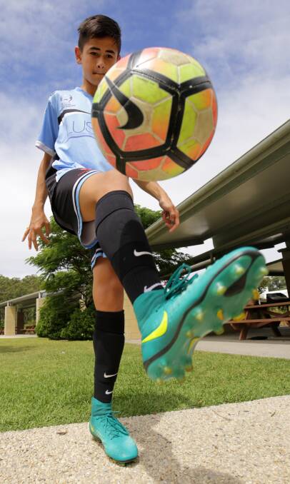 Kicking goals: Ian Matthews will head to Tokyo with the under-14 NSW team in May for the International Youth Football Tournament. Photo: Ivan Sajko