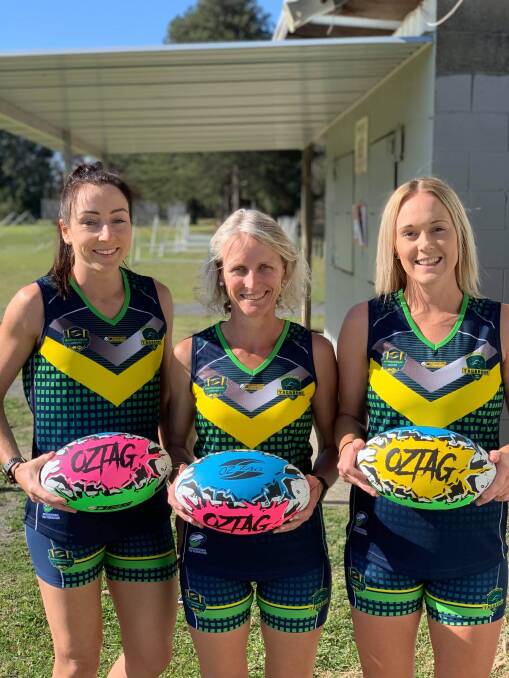 History-makers: Raquel Lievore, Mandy McKinnon and Laura Cudmore are set to become Port Macquarie oztag's first Australian women's representatives. Photo: supplied