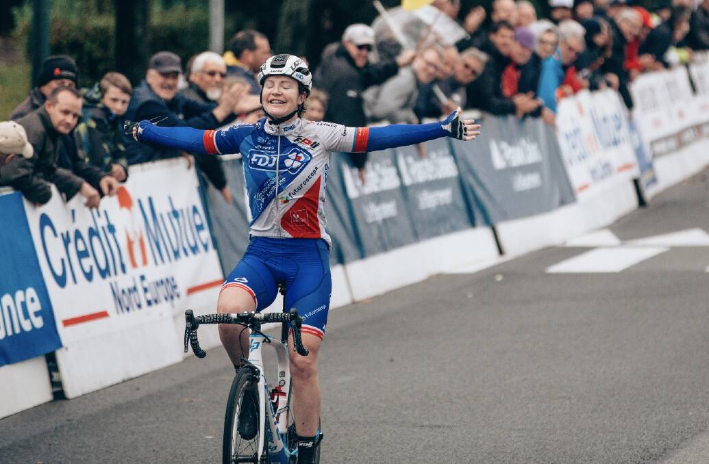 Finally: Lauren Kitchen ended her cycling season with a victory in the north of France. Pic: Thomas Maheux