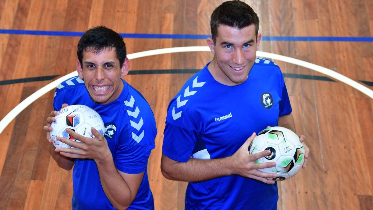 Back again: East Coast Eagles players Justin Davison and Josh Suidgeest are looking forward to another national futsal championship campaign.