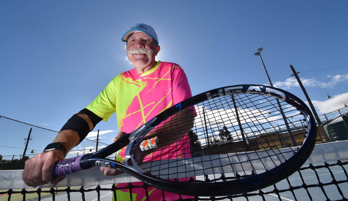 FIT AS A FIDDLE: Paul Fox put his racquet to good use at the West Tamworth Tennis Club Seniors Tournament on the weekend. Photo: Ben Jaffrey