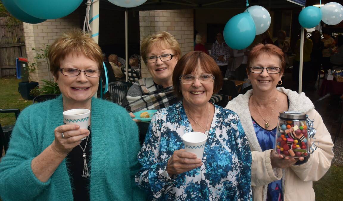 SISTERS' BIG MORNING TEA: Senga Hiley, Elizabeth Fowler and Elaine Howard hosted a fabulous morning tea for their other sister Rosemary Stimson (right) who they hope will benefit from Cancer Council research work.  