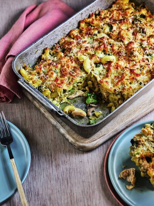 Cheesy broccoli tuna pasta bake. Picture: Supplied