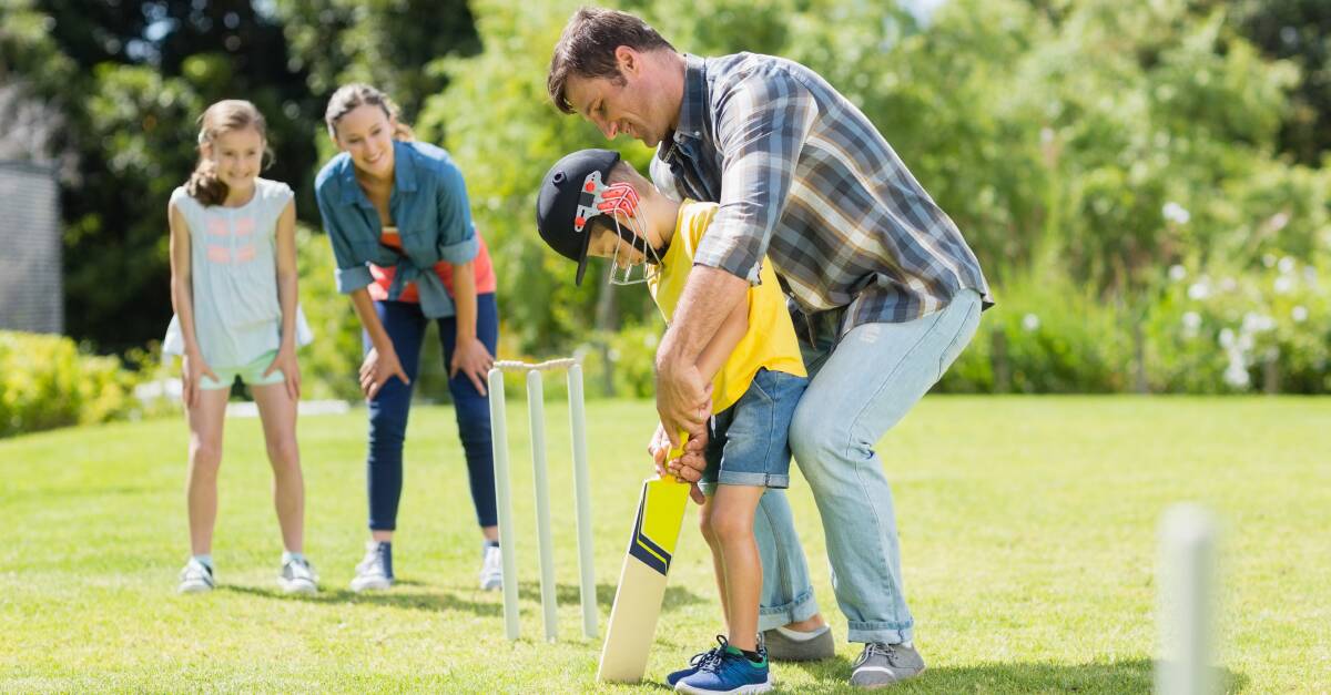 I can't believe your mother is making you wear a helmet when your grandmother is bowling, says a proud dad. Picture Shutterstock