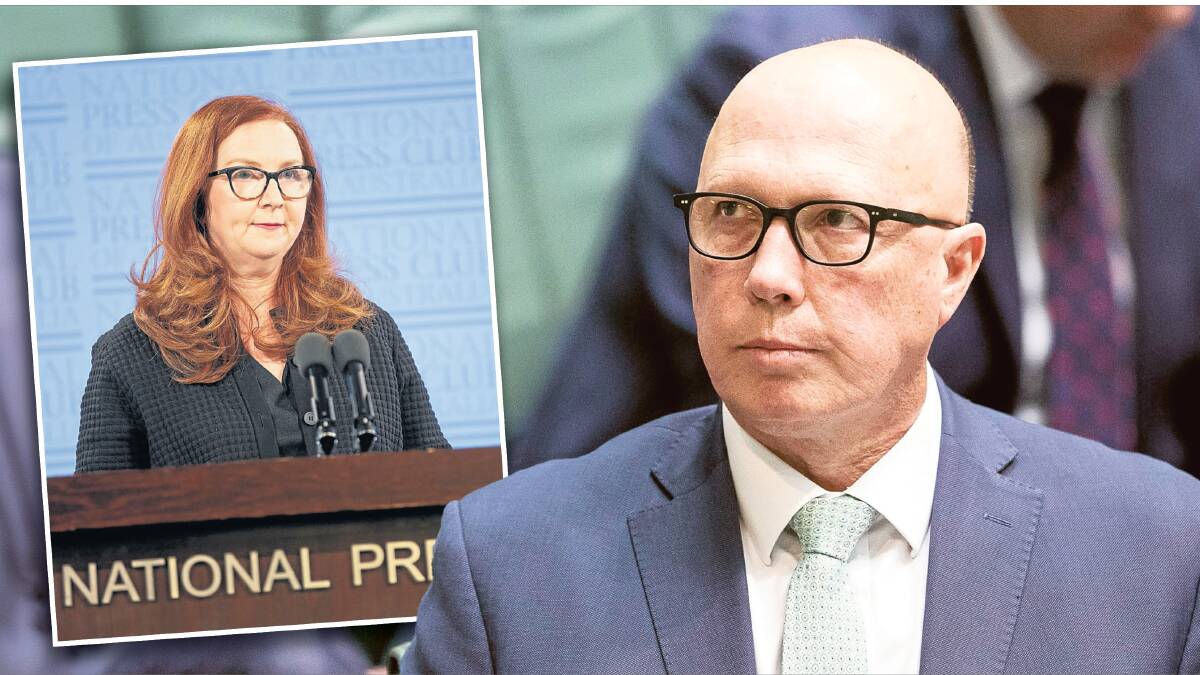 Peter Dutton's attacks on Katharine Murphy, inset, and David Crowe exposed how accustomed the LNP has become to having widespread media backing. Pictures by Sitthixay Ditthavong